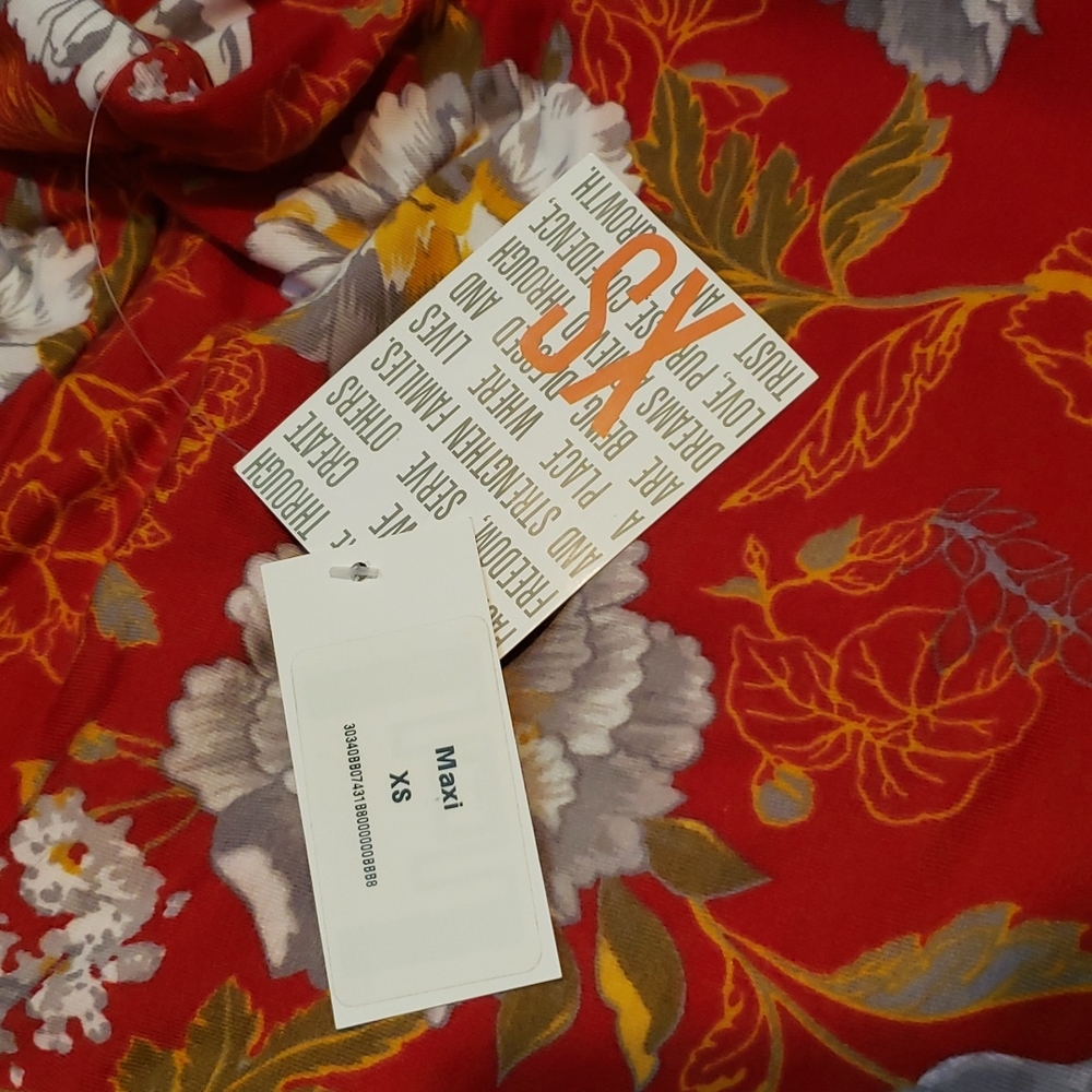 LuLaRoe red floral strapless dress - Picture 5 of 7